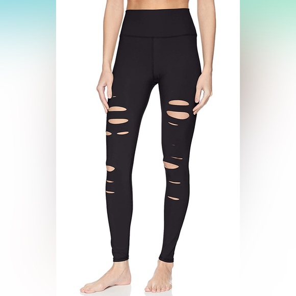 Alo high waisted ripped warrior legging black - Picture 1 of 7